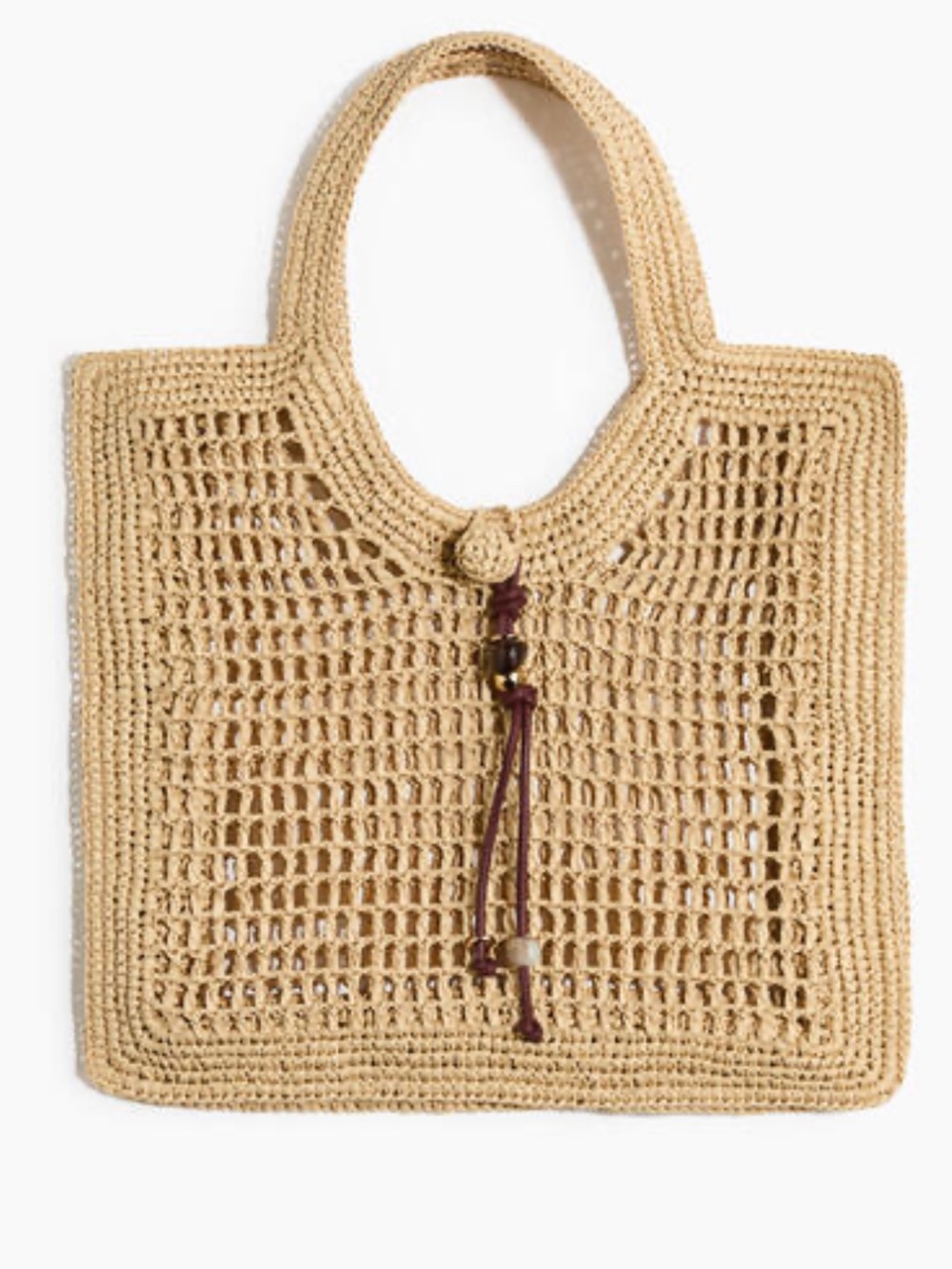Woven Straw Tote Bag in Natural Beige